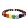 Bracelet 7 Chakras en pierres naturelles Œil de tigre, Jaspe rouge, Cornaline, Ambre, Aventurine verte, Aigue marine, Lapis-lazuli, Améthyste