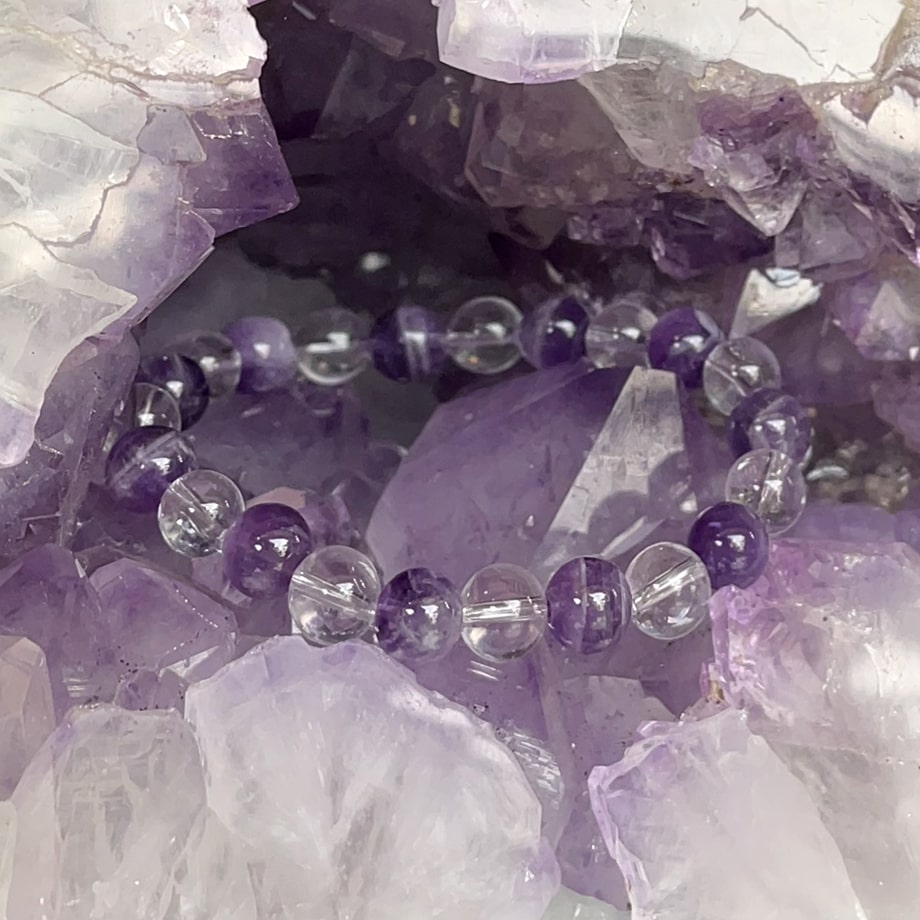 Bracelet Améthyste Chevron Cristal de roche