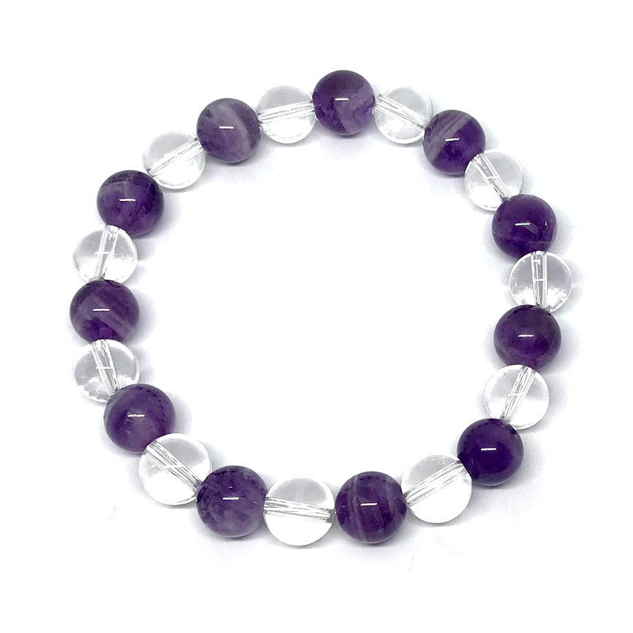 Bracelet Améthyste Chevron Cristal de roche