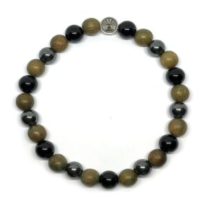 Bracelet Bois de Santal, Tourmaline, Hématite