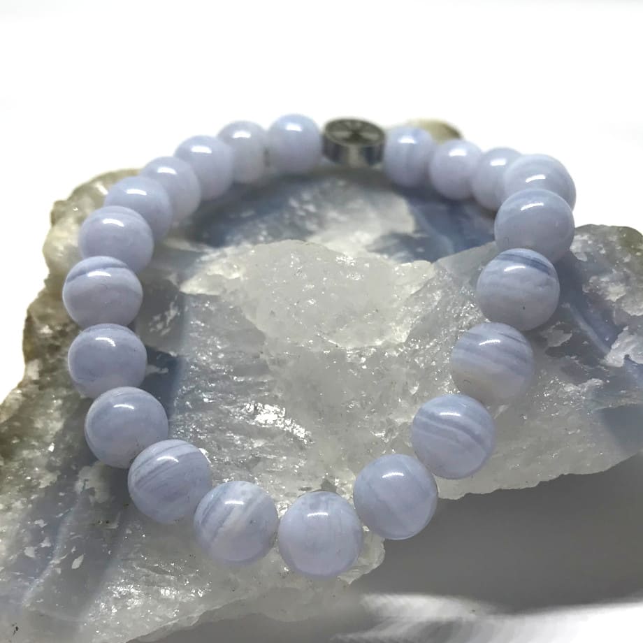 Bracelet Calcédoine bleue (Agate dentelle bleue)