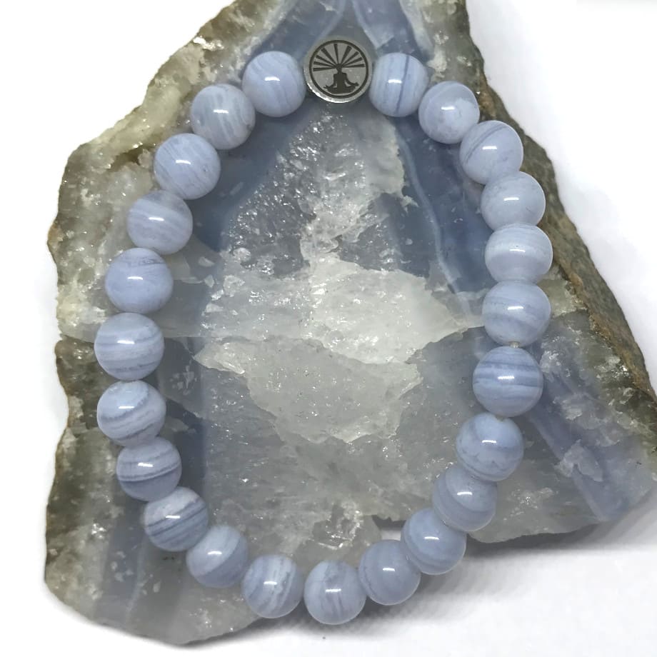Bracelet Calc&eacute;doine bleue (Agate dentelle bleue)