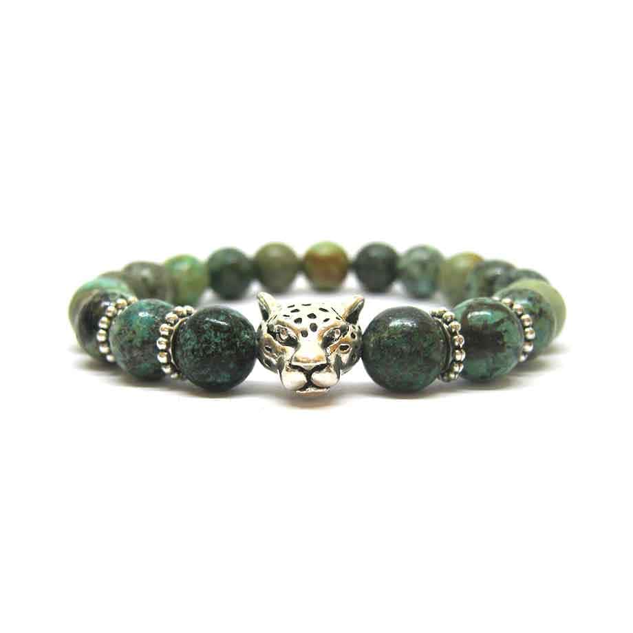 Bracelet Green Panther en Turquoise d'Afrique