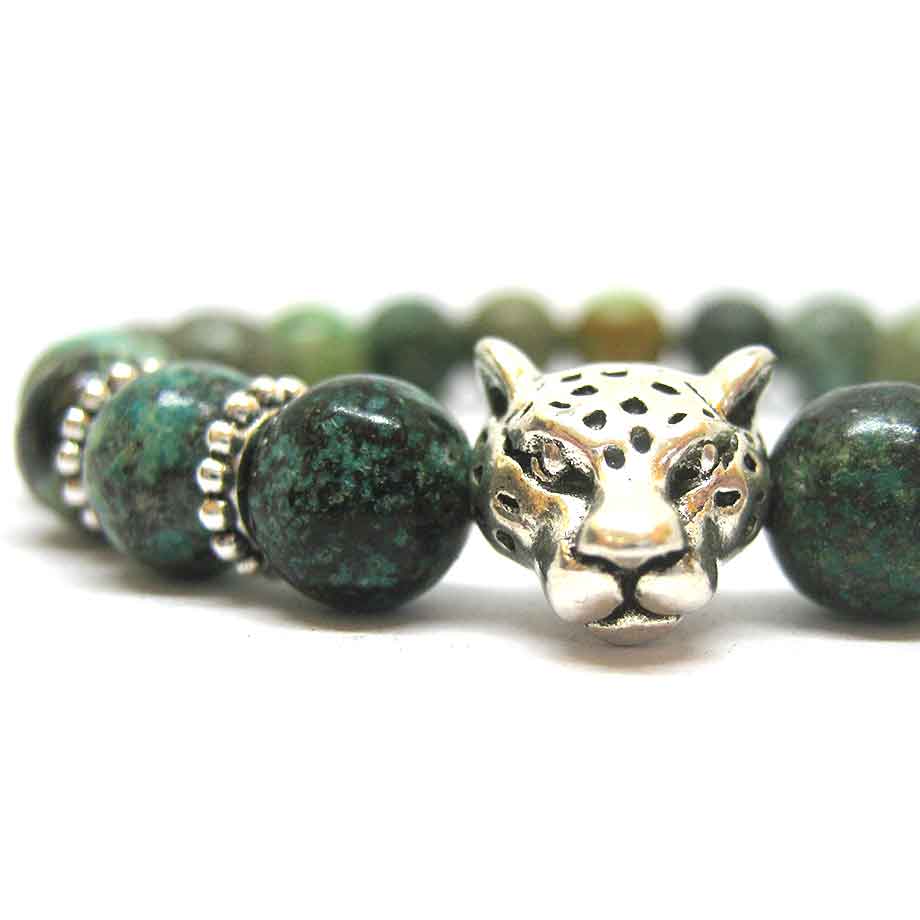 Bracelet Green Panther en Turquoise d'Afrique