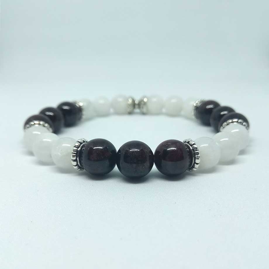 Bracelet Grenat rouge et Pierre de lune