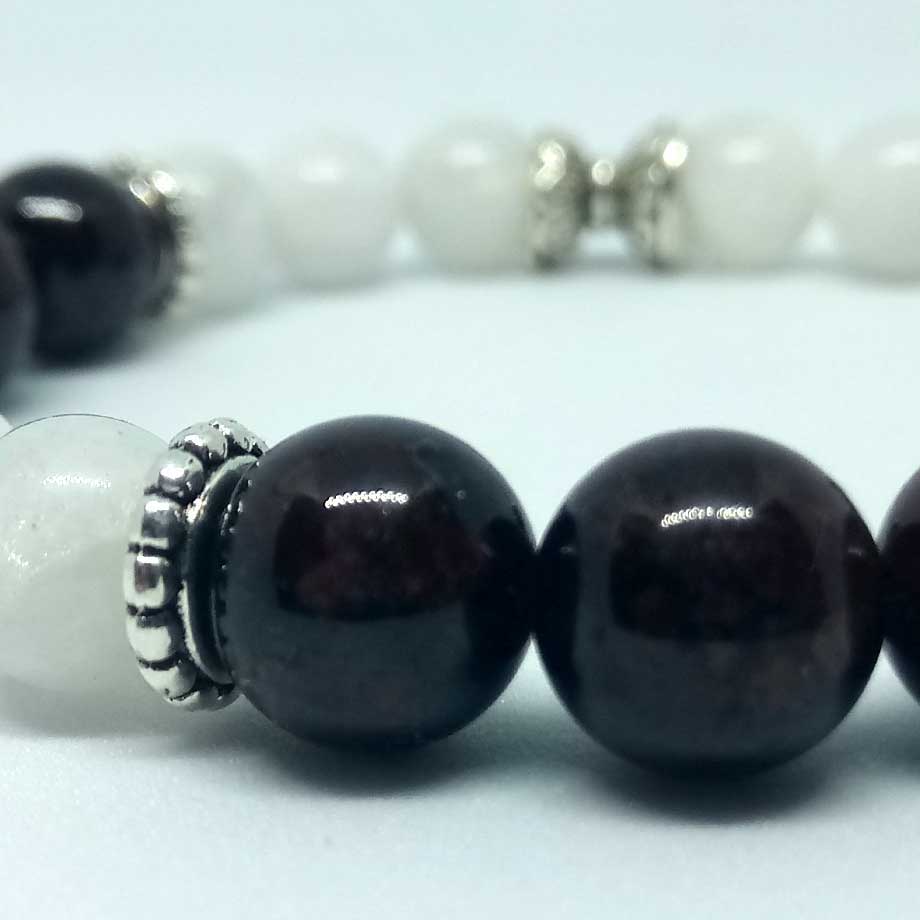 Bracelet Grenat rouge et Pierre de lune