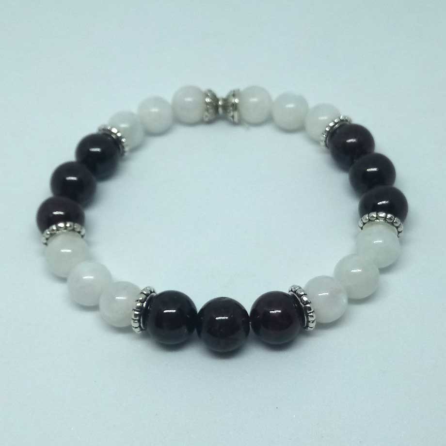 Bracelet Grenat rouge et Pierre de lune