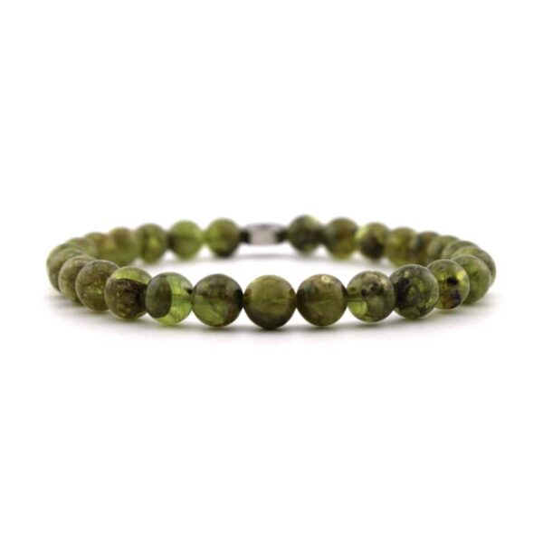 Bracelet Fantaisie Pierre Péridot Ovale - Argenté Plaqué Sur Laiton - Longueur 8 Pouces