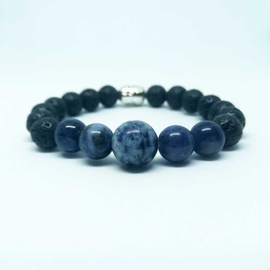Bracelet Pierres de lave et Sodalite naturelles