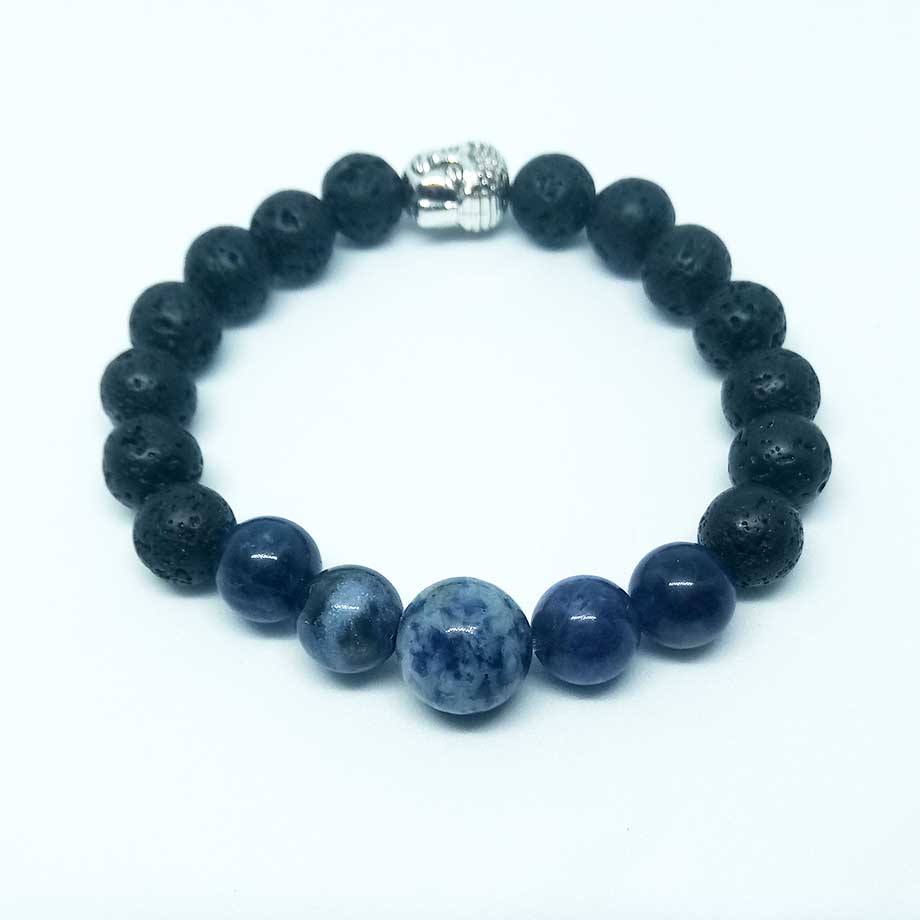 Bracelet Pierres de lave et Sodalite naturelles