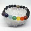 Bracelet 7 Chakras en pierres naturelles de lave, Tourmaline, Jaspe rouge, Cornaline, Ambre, Aventurine verte, Aigue marine, Lapis-lazuli, Améthyste