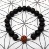 Bracelet en pierres de lave et graine de Rudraksha