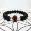 Bracelet en pierres de lave et graine de Rudraksha