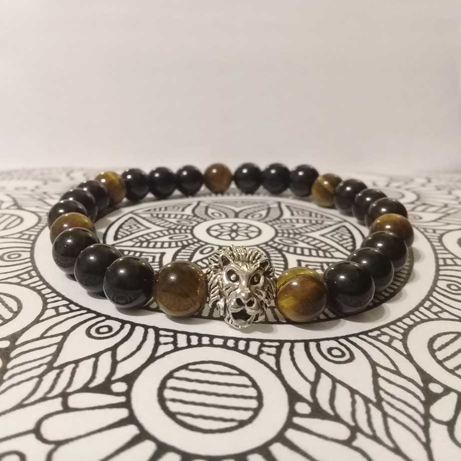 Bracelet de protection en pierres naturelles Tourmaline, Œil de tigre et Obsidienne Œil céleste
