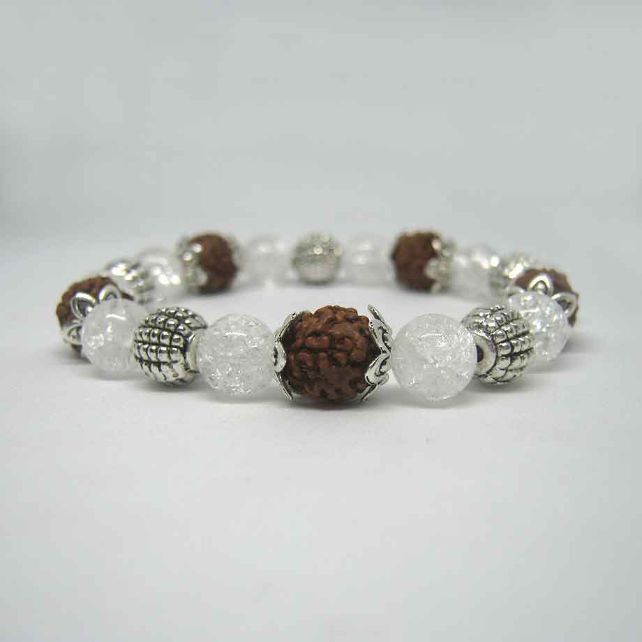 Bracelet Rudraksha et Cristal de Roche