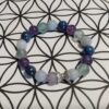 Bracelet spécial rentrée en pierres naturelles Fluorite arc-en-ciel, Calcédoine bleue, Cyanite bleue et Améthyste