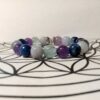 Bracelet spécial rentrée en pierres naturelles Fluorite arc-en-ciel, Calcédoine bleue, Cyanite bleue et Améthyste