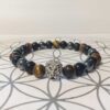 Bracelet Triple protection en pierres naturelles Hématite, Obsidienne Œill céleste et Œil de tigre