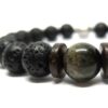 Bracelet Volcanique Pierre de lave et perle Obsidienne dorée