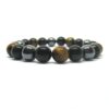 Bracelet de protection extrême Œil de tigre, Obsidienne et Hématite 10mm