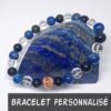 Bracelet personnalisé Obsidienne, Lapis-lazuli, Quartz et Rhodochrosite