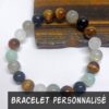 Bracelet personnalisé Œil de Tigre, Obsidienne, Labradorite, Pierre de Lune et Amazonite