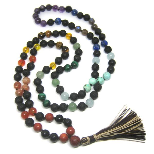 Collier 7 Chakras En Pierres Naturelles – Longueur Réglable 41-45 Cm, Acier Inoxydable