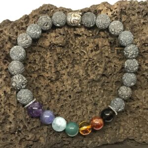 Bracelet 7 Chakras en Pierre de Lave de La Réunion pour la fête des Pères