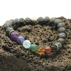 Bracelet 7 Chakras en Pierre de Lave de La Réunion pour la fête des Pères