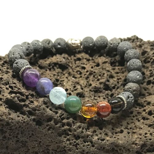 Bracelet 7 Chakras En Pierres Naturelles - Perles De 6 Mm, Cordon Réglable, Pour La Méditation Ou Le Style - 5
