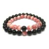 Bracelet couple distance Tourmaline noire Rhodochrosite