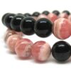 Bracelet couple distance Tourmaline noire Rhodochrosite
