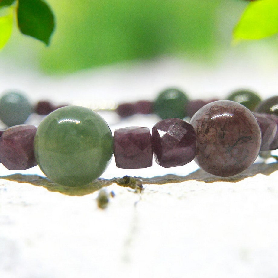 Bracelet femme Agate indienne et Rubis de Birmanie