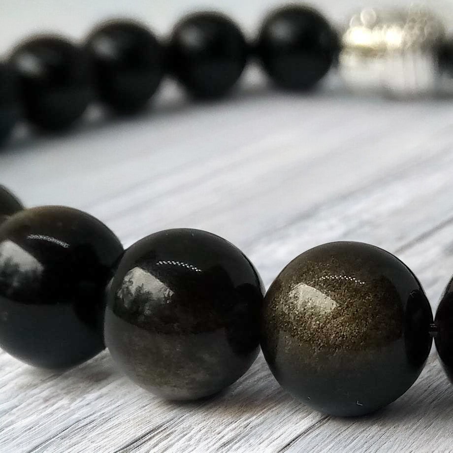 Bracelet Obsidienne dorée