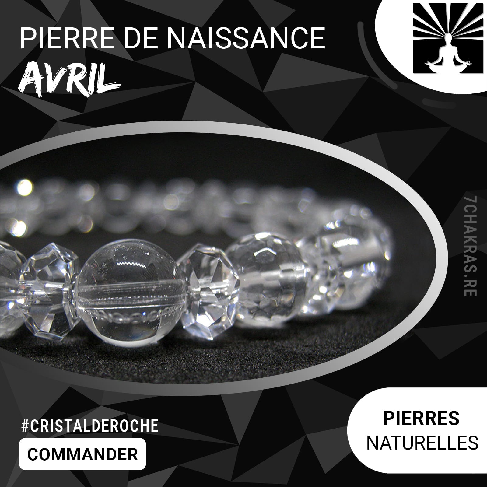 Bracelet Pierre de naissance du mois d'avril en Cristal de Roche
