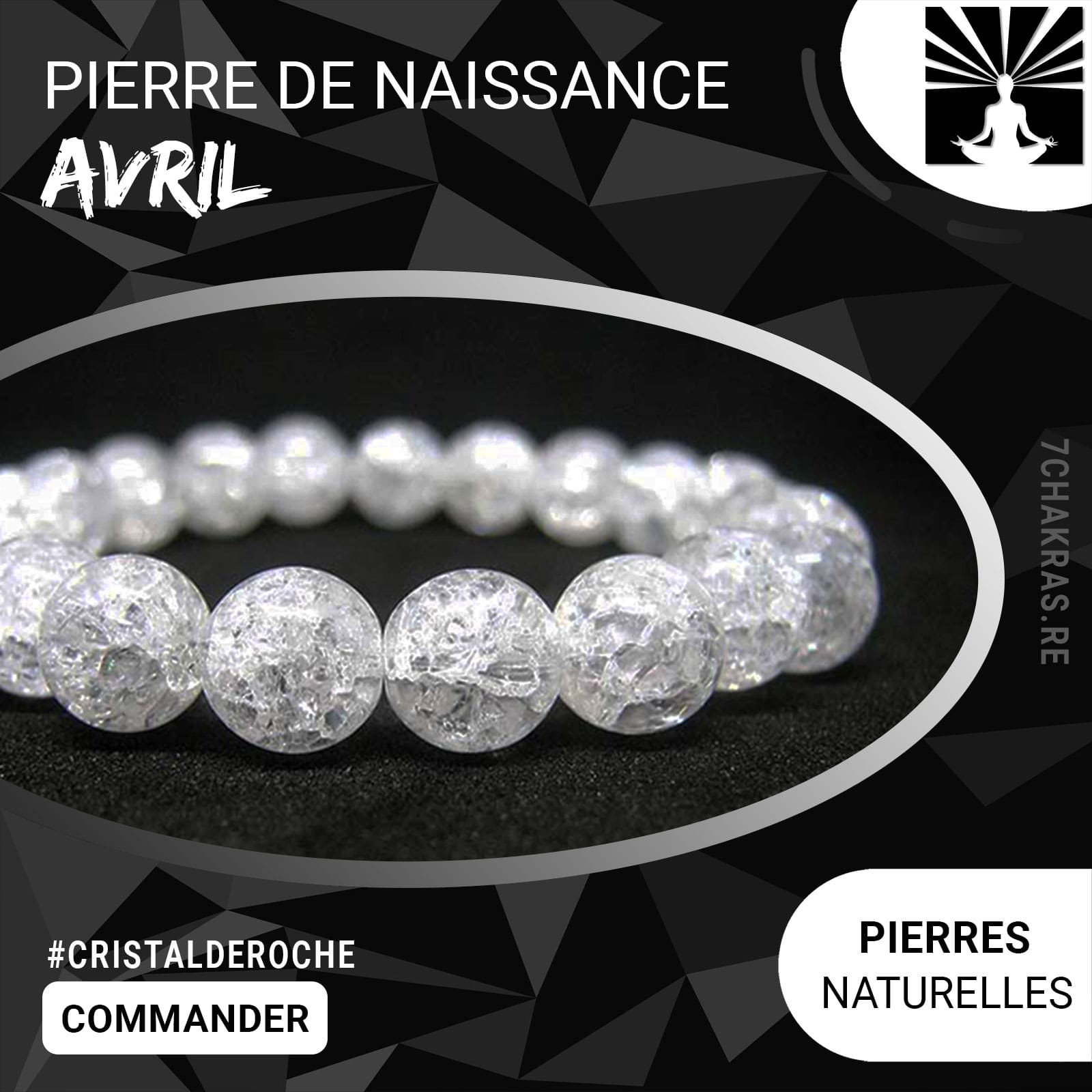 Bracelet Pierre de naissance du mois d'avril en Cristal de Roche