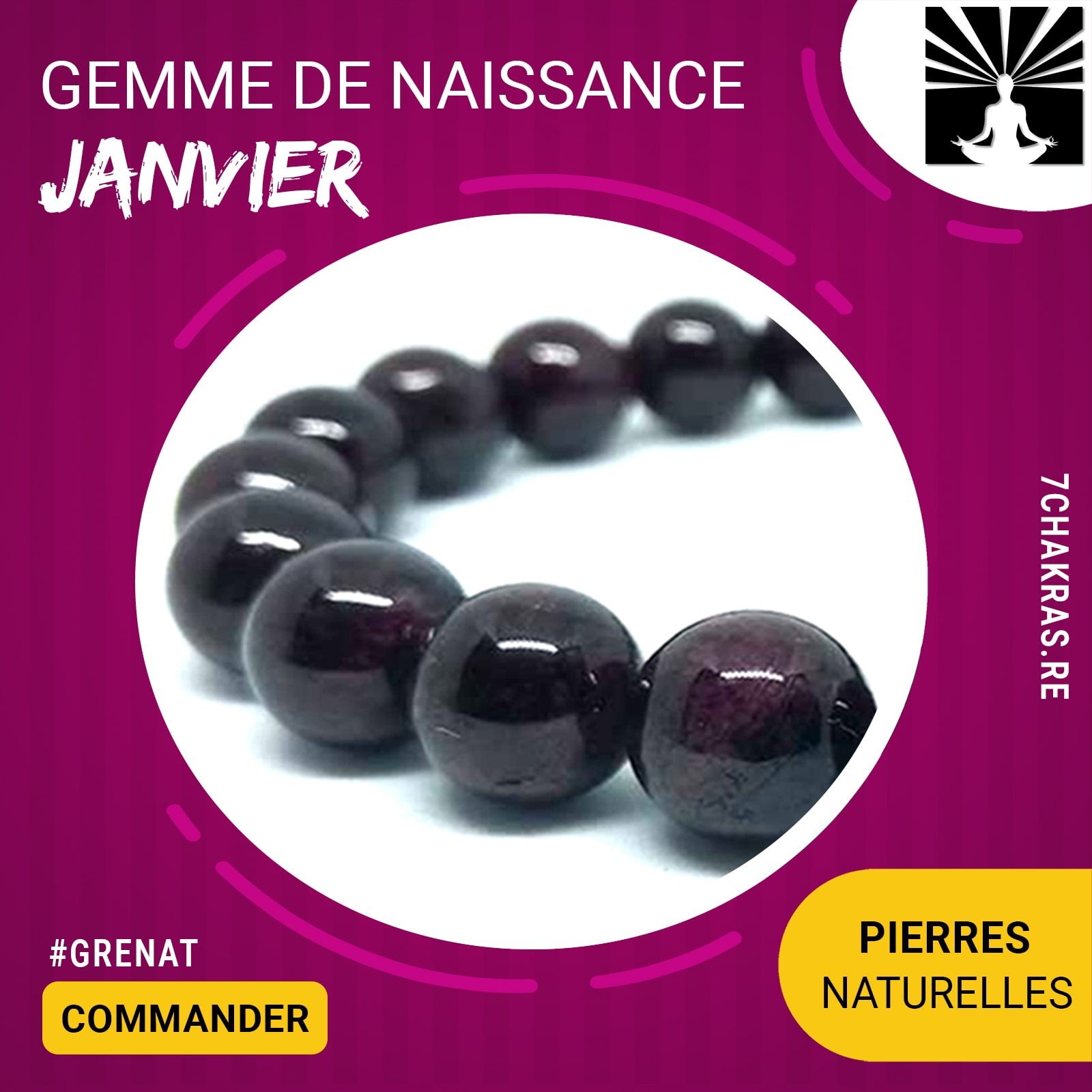 Bracelet Gemme de naissance du mois de Janvier en Grenat