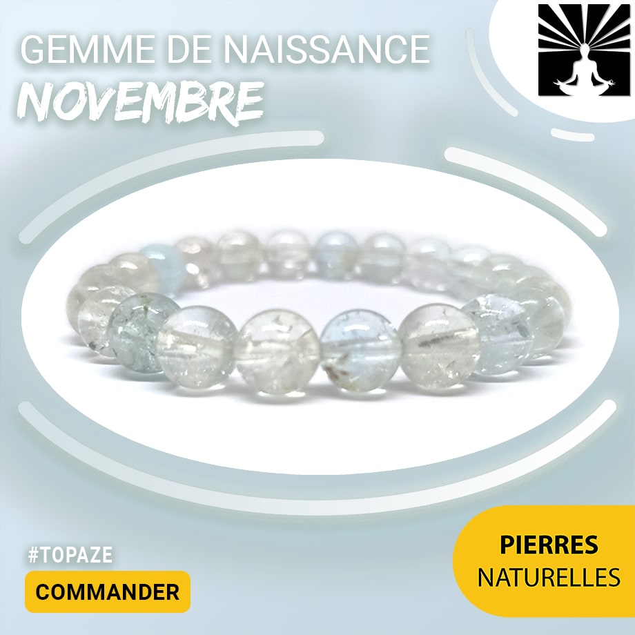 Bracelet Gemme de naissance du mois de Novembre en Topaze Bracelet Gemme de naissance du mois de Novembre en Topaze