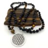 Mâlâ Pierres de lave, Œil de tigre et Fleur de Vie 108 perles 8mm Mâlâ Pierres de lave, Œil de tigre et Fleur de Vie 108 perles 8mm