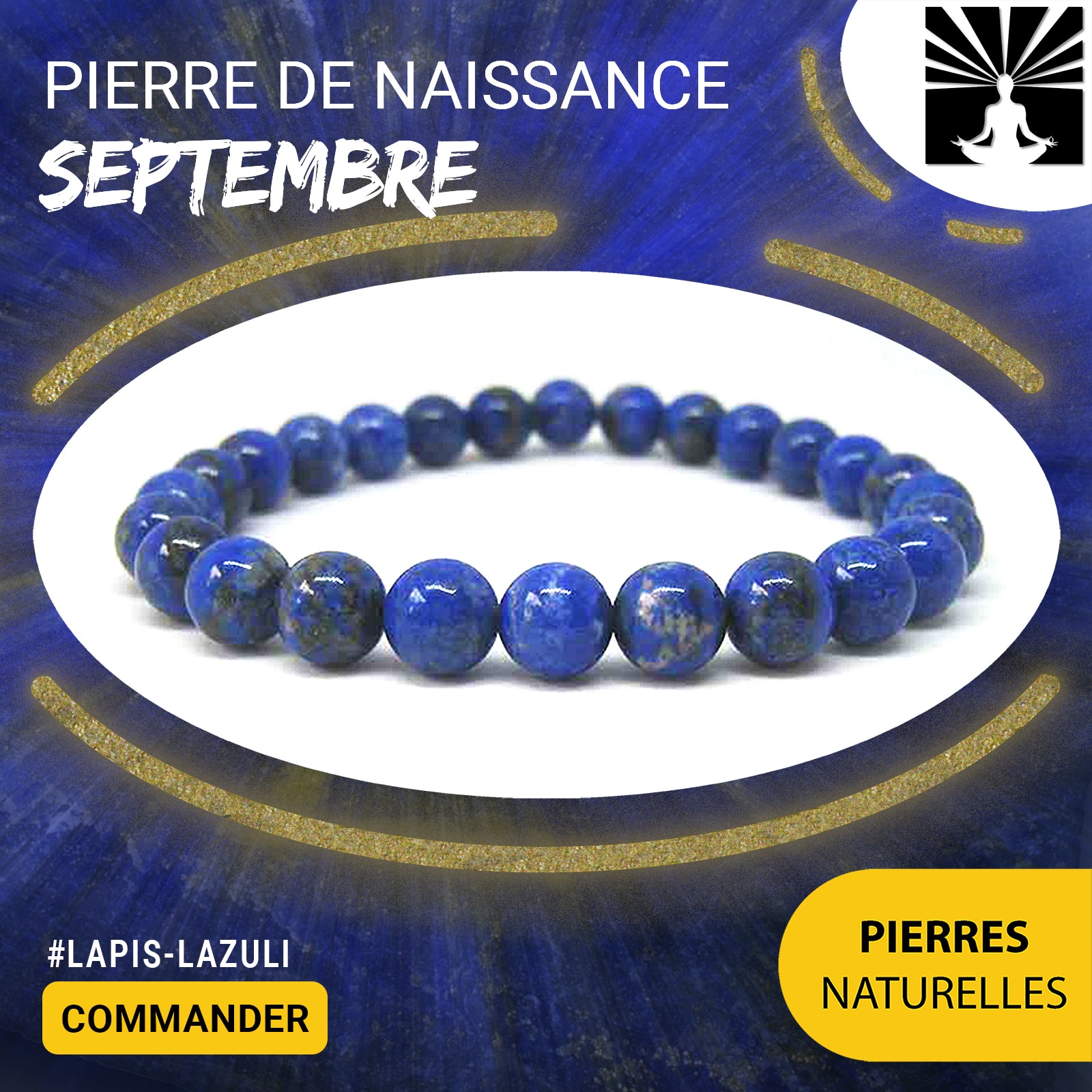 Bracelet Pierre de naissance du mois de Septembre en Lapis-lazuli